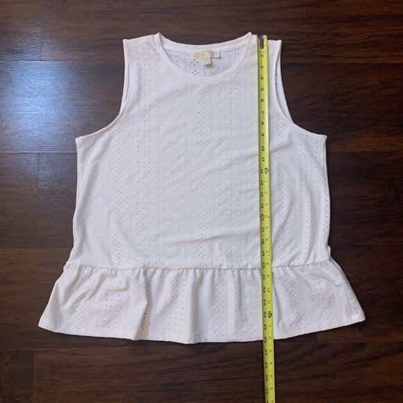 Michael Kors white eyelet sleeveless peplum top size XL - Picture 10 of 12